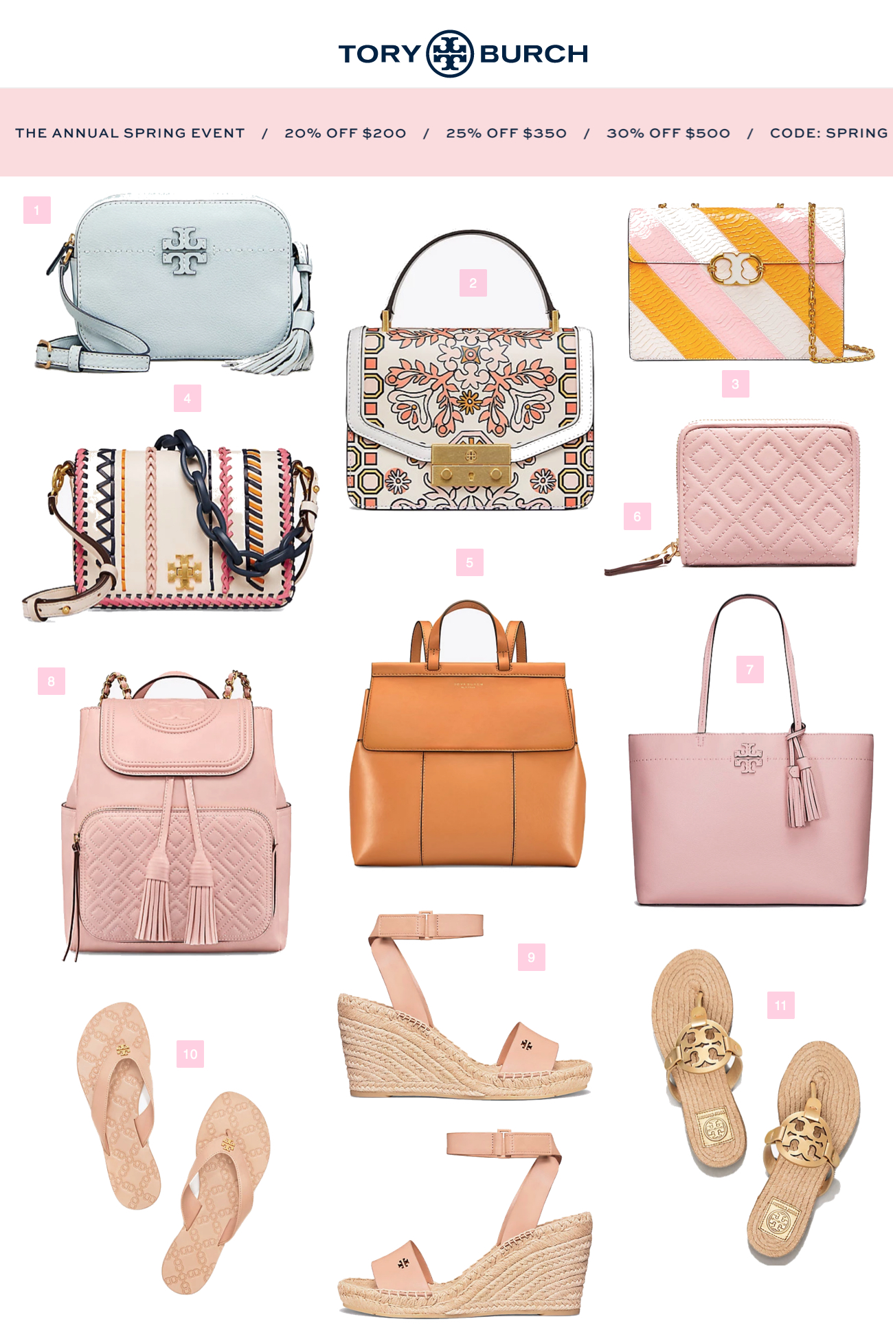tory burch spring sale